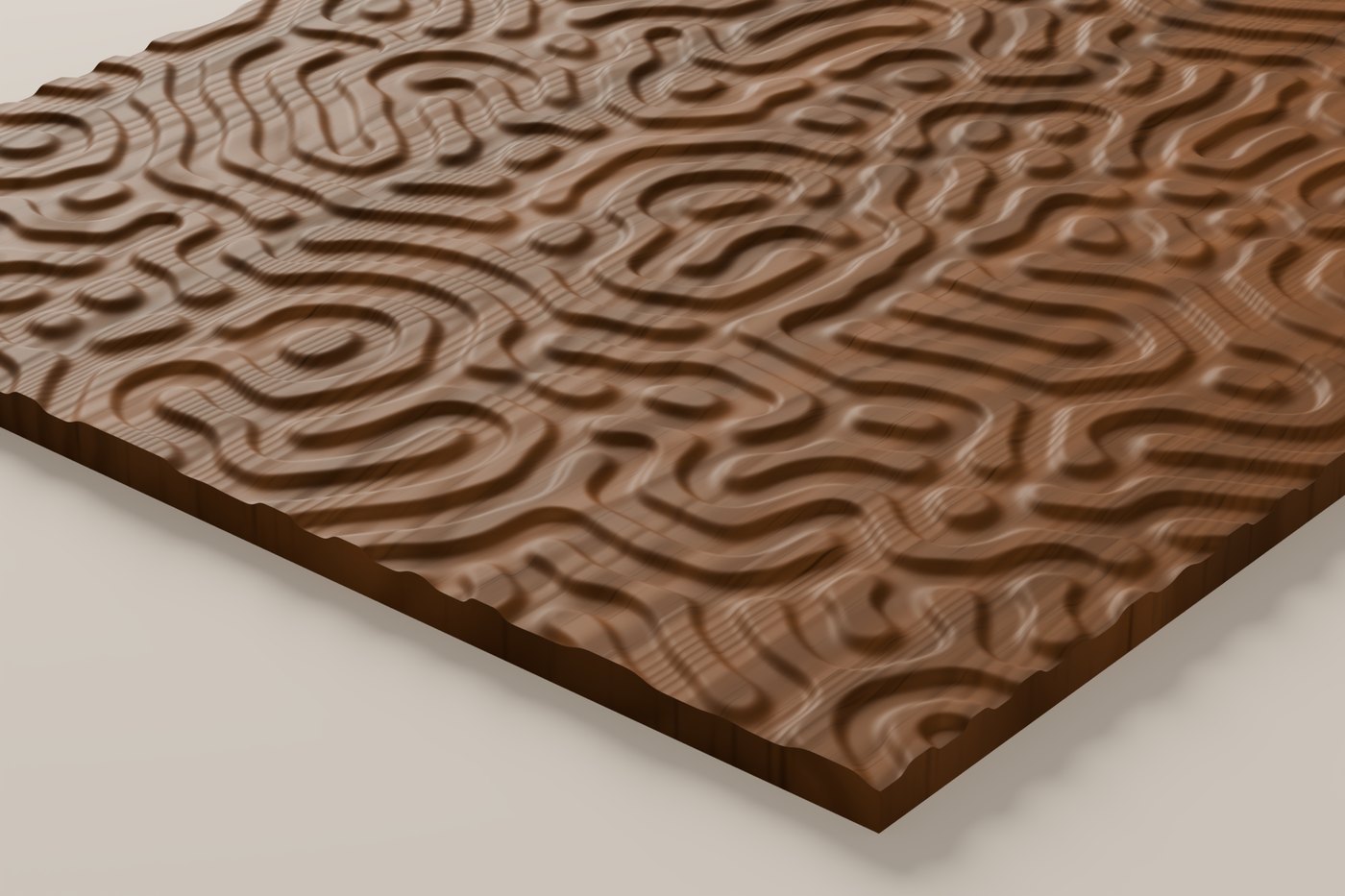 Coral CNC carving texture rendered in walnut