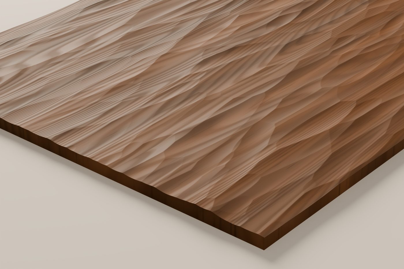 Sastrugi CNC carving texture rendered in walnut