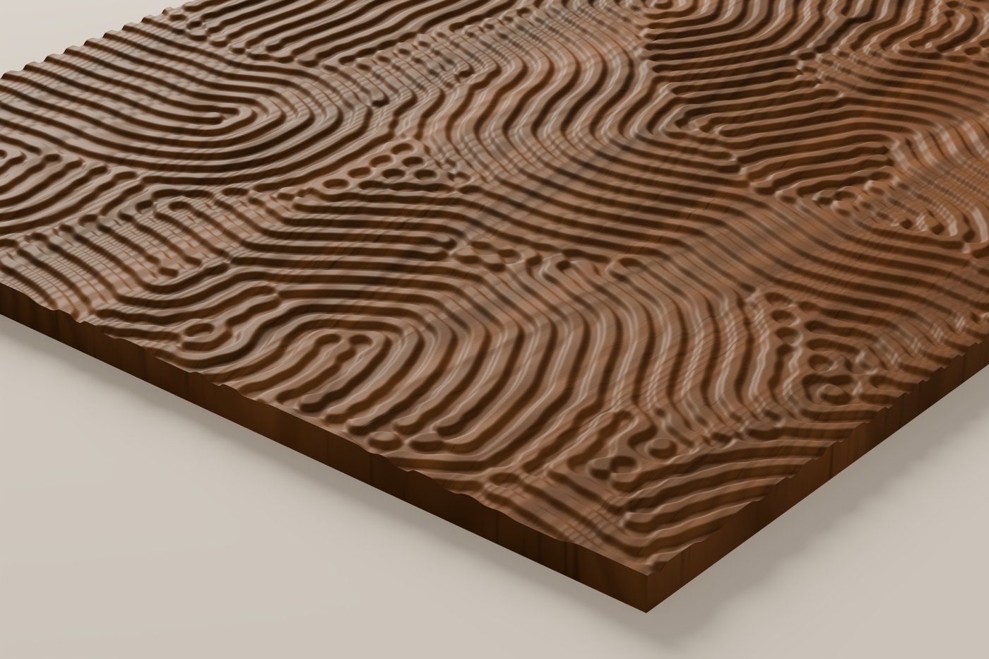 Whorl CNC carving texture rendered in walnut